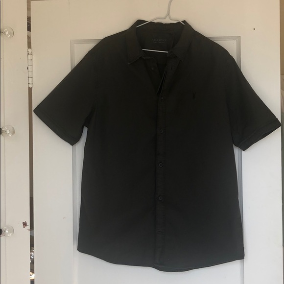 AllSaints XL Short Sleeve Grey Button down - Picture 1 of 4